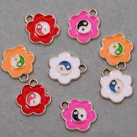 Zinc Alloy Enamel Pendants Flower gold color plated ying yang & Unisex nickel lead & cadmium free Approx Sold By Bag