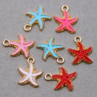Tibetan Style Enamel Pendants, Starfish, gold color plated, Unisex, more colors for choice, nickel, lead & cadmium free, 15x18x2mm, Approx 100PCs/Bag, Sold By Bag