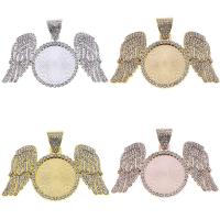 Tibetan Style Pendant Cabochon Setting, Wing Shape, plated, with rhinestone, more colors for choice, nickel, lead & cadmium free, 68x42mm, Sold By PC