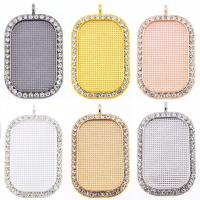 Zinc Alloy Pendant Cabochon Setting Rectangle plated with rhinestone nickel lead & cadmium free Sold By PC