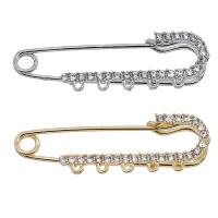 Zinc Alloy Brooch Finding Safety Pin plated with rhinestone nickel lead & cadmium free Approx Sold By Bag