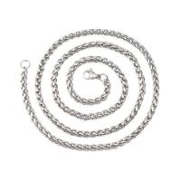 Nerezová ocel řetěz náhrdelník, 304 Stainless Steel, Galvanické pokovování, různé velikosti pro výběr, stříbro, 4x500mm,4x600mm, Prodáno By PC