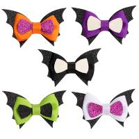 Children Hair Accessory, Grosgrain Ribbon, with Felt, Bat, handmade, Halloween Design, more colors for choice, 89x54mm, Sold By PC