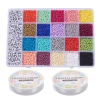 Glass Beads DIY Bracelet Set, with Crystal Thread & Acrylic, enamel, mixed colors, 190x130x22mm, Approx 6872PCs/Box, Sold By Box