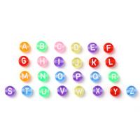 Alphabet Acrylic Beads, Alphabet Letter, DIY & enamel, more colors for choice, 7mm, Approx 100PCs/Bag, Sold By Bag