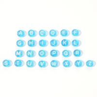 Alphabet Acrylic Beads, Alphabet Letter, DIY & enamel, skyblue, 7mm, Approx 100PCs/Bag, Sold By Bag