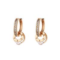 Huggie Hoop Drop Earring Brass Geometrical Pattern plated micro pave cubic zirconia & for woman & hollow Champagne nickel lead & cadmium free Sold By Pair