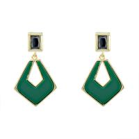 Zinc Alloy Drop Earrings with Acetate Geometrical Pattern 14K gold plated Korean style & for woman & hollow Sold By Pair