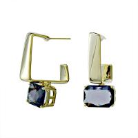 Zinklegierung Ohrringe, mit Kristall, Geometrisches Muster, 14 K vergoldet, Koreanischen Stil & für Frau & facettierte, keine, frei von Nickel, Blei & Kadmium, 14x23x35mm, verkauft von Paar