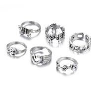 Juego de anillos de aleación de zinc, chapado en color de platina, 6 piezas & para mujer, 20mm, Vendido por Set