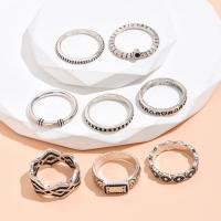 Set di anelli in lega di zinco, lega in zinco, placcato color platino, 8 pezzi & per la donna & smalto, 17mm,17.5mm,18mm, Venduto da set
