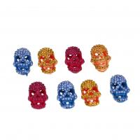 Rhinestone Tibetan Style Beads, Skull, with rhinestone, more colors for choice, 21mm, 10PCs/Bag, Sold By Bag