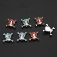 Rhinestone Tibetan Style Beads, Skull, with rhinestone, mixed colors, 19mm, 10PCs/Bag, Sold By Bag