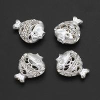 Zinc Alloy Beads Fish DIY & with rhinestone silver color 26mm Sold By Bag