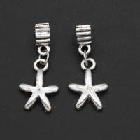 Zinc Alloy Pendant Star silver color 32mm Sold By Bag