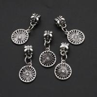 Tibetan Style Pendant, Round, silver color, 28mm, 50PCs/Bag, Sold By Bag