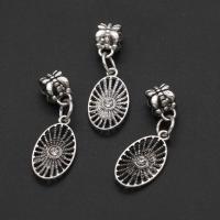 Tibetan Style Pendant, with rhinestone, silver color, 32mm, 50PCs/Bag, Sold By Bag