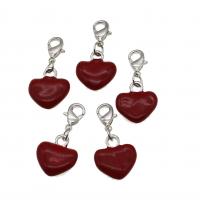 Tibetan Style Key Clasp, Heart, enamel, mixed colors, 28mm, 10PCs/Bag, Sold By Bag