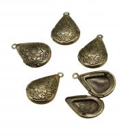 Fashion Locket Pendants, Brass, Teardrop, golden, 25mm, 10PCs/Bag, Sold By Bag