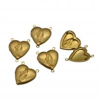 Fashion Locket Pendants Brass Heart golden 37mm Sold By Bag