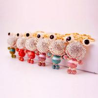 Tibetan Style Key Clasp, with Czech Rhinestone, Frog, high quality plated, fashion jewelry & for woman & enamel, more colors for choice, 121x31mm, Sold By PC