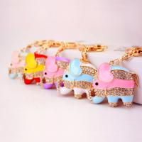 Tibetan Style Key Clasp, with Czech Rhinestone, Elephant, high quality plated, fashion jewelry & for woman & enamel, more colors for choice, 109x47mm, Sold By PC