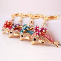 Zinc Alloy Key Clasp with Czech Rhinestone Dolphin high quality plated fashion jewelry & for woman & enamel Sold By PC