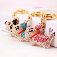 Tibetan Style Key Clasp, with Czech Rhinestone, Dog, high quality plated, fashion jewelry & for woman & enamel, more colors for choice, 105x60mm, Sold By PC