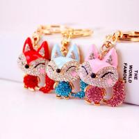 Tibetan Style Key Clasp, with Czech Rhinestone, Fox, high quality plated, fashion jewelry & for woman & enamel, more colors for choice, 106x39mm, Sold By PC