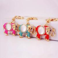 Tibetan Style Key Clasp, with Czech Rhinestone, Elephant, high quality plated, fashion jewelry & for woman & enamel, more colors for choice, 118x65mm, Sold By PC