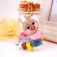 Zinc Alloy Key Clasp with Czech Rhinestone Caterpillar high quality plated fashion jewelry & for woman & enamel multi-colored Sold By PC