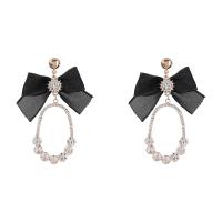 Rhinestone Earring Zinc Alloy with ABS Plastic Pearl & Cloth fashion jewelry & for woman Sold By Pair