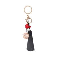 Zinc Alloy Key Clasp with Cotton Thread & Resin fashion jewelry & for woman black Sold By PC