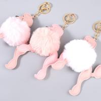Zinc Alloy Key Clasp with Leather & Plush Dog fashion jewelry & for woman Sold By PC