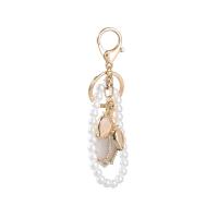 Tibetan Style Key Clasp, with ABS Plastic Pearl & Resin, fashion jewelry & for woman, more colors for choice, 131x50mm, Sold By PC