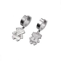 Huggie Hoop Drop Earring, 316 Stainless Steel, for woman & with rhinestone, original color, 13x30mm,11.6x30mm, Sold By Pair