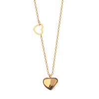 Collar de Acero Titanio, Partículas de acero, con 1.97Inch extender cadena, Corazón, para mujer, dorado, longitud:aproximado 14.96 Inch, Vendido por UD