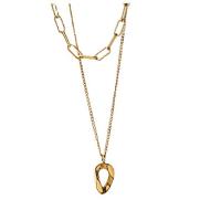Titanium Steel Sweater Necklace with 1.97Inch extender chain Vacuum Ion Plating Double Layer & for woman golden Length Approx 17.72 Inch Approx 23.62 Inch Sold By PC