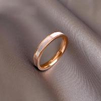 Titanium Steel Finger Ring, with White Shell, Donut, Vacuum Ion Plating, Unisex & different size for choice, rose gold color, Sold By PC