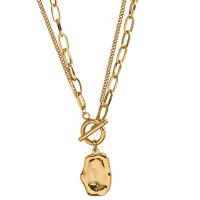 Titanstahl Pullover Halskette, Doppelschicht & für Frau, goldfarben, Länge ca. 19.69 ZollInch, verkauft von PC