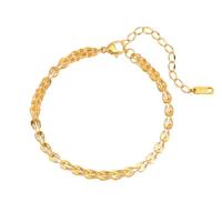 Titanium Steel Bracelet & Bangle, with 1.97Inch extender chain, Vacuum Ion Plating, Unisex, golden, 3.50x3.50mm, Length:Approx 6.1 Inch, Sold By PC