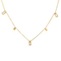 Titanstahl Halskette, mit Kristall, mit Verlängerungskettchen von 1.97Inch, für Frau & facettierte, goldfarben, Länge:ca. 15.35 ZollInch, verkauft von PC