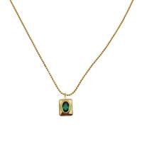Titanstahl Halskette, mit Harz, Rechteck, für Frau & facettierte, goldfarben, 8x10mm, Länge ca. 18.11 ZollInch, verkauft von PC