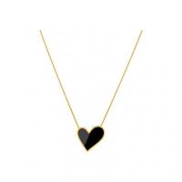 Titanium Steel Necklace, with 1.97Inch extender chain, Heart, Vacuum Ion Plating, for woman, black, 23x23mm, Length:Approx 15.75 Inch, Sold By PC