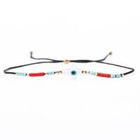 Evil Eye Jewelry Bracelet Seedbead with Polyester & Shell Adjustable & for woman & enamel Length 7.5 Inch Sold By PC