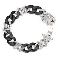 Zinc Alloy Bracelet plated with rhinestone mixed colors nickel lead & cadmium free 15mm Length 7.87 Inch Sold By PC