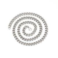 Nerezová ocel řetěz náhrdelník, 304 Stainless Steel, Galvanické pokovování, unisex & různé velikosti pro výběr, stříbro, 5x50cm-10x60cm, Prodáno By PC