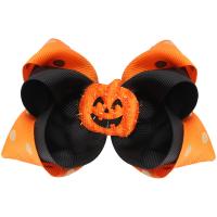 Children Hair Accessory, Grosgrain Ribbon, Halloween Design & Girl, more colors for choice, 114mm, Sold By PC