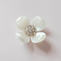 Hair Accessories DIY Findings Zinc Alloy Flower plated with rhinestone white nickel lead & cadmium free Sold By Bag