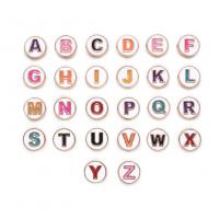 Zinc Alloy Alphabet Beads Flat Round gold color plated letters are from A to Z & DIY & enamel nickel lead & cadmium free 10mm Sold By Bag